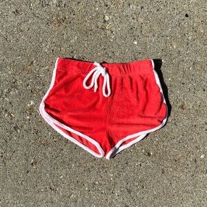 Heart & Hips Red Terry Cloth Women's Lounge Shorts dolphin shorts